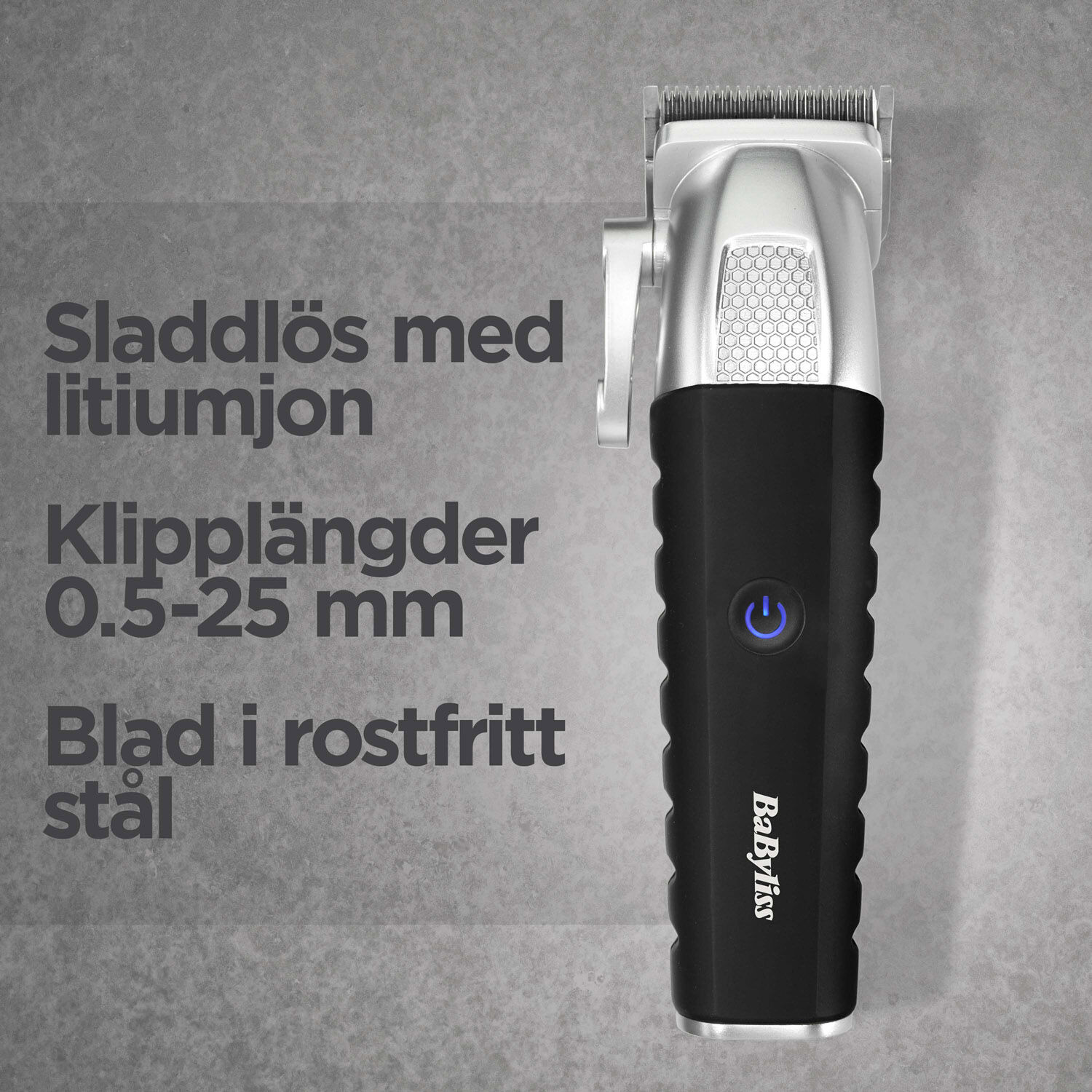 Sladdl&ouml;s med litiumjon, Klippl&auml;ngder 0.5-25 mm, Blad i rostfritt st&aring;l